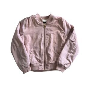 Love Tree Sherpa Lined Bomber Jacket Pink Gold Zip Women’s Size Large